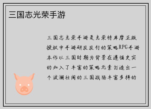 三国志光荣手游